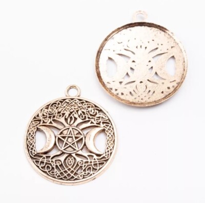 Triple Moon Goddess Charms Wicca Pentagram Magic Tree