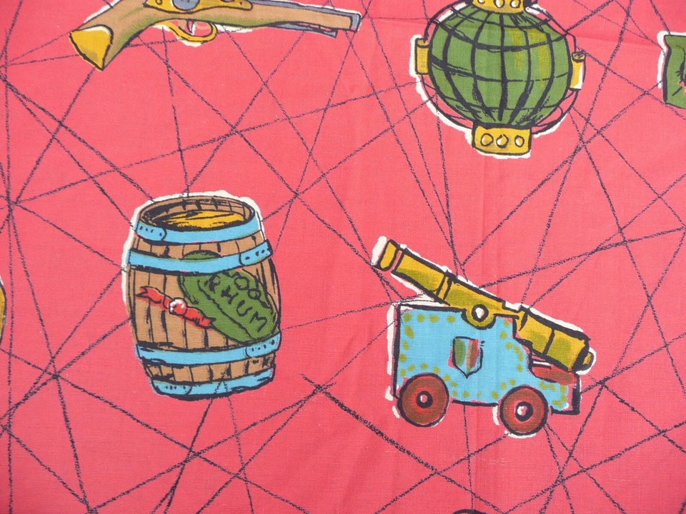 TISSU   VINTAGE en métis rouge des années 1960 BOUSSAC modèle PIRATE - Photo 3/4