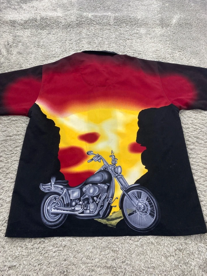 Винтажная мужская футболка без границ большой размер Harley Davidson мотоцикл гавайский мотоциклист 90-е - Изображение 2 из 4