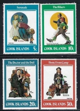 Cook Islands 1982 4v MNH Norman Rockwell Paintings Art Artist Children