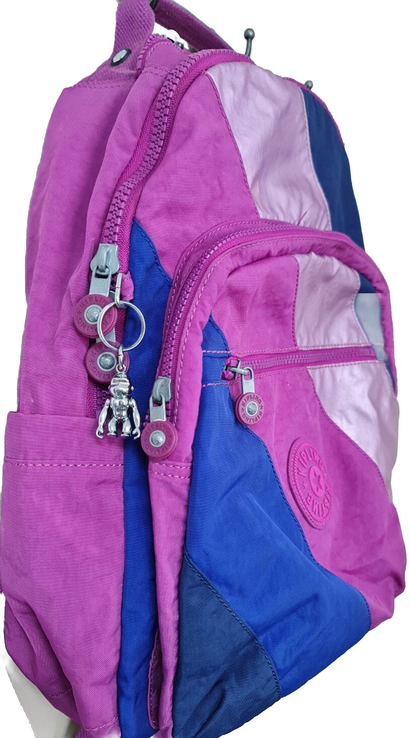 Kipling Seoul Pink Mix Block Laptop Backpack Handbag … Gem