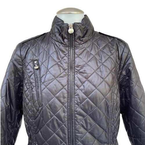 ROZ & ALI Womens S Quilted Puffer Jacket Mid Length Coat Lightweight Full Zip - Bild 11 von 24
