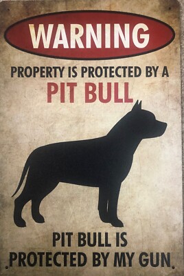 Blechschild Protected by a Pit Bull Kampfhung Warnung Hund