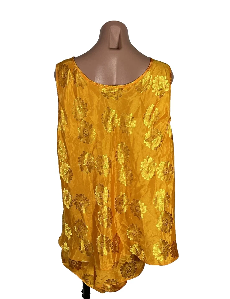 Vintage 90s LANE BRYANT PLUS 22-24 2pc Pajamas Short Yellow Daisy Satin Floral - Image 2 of 4