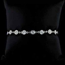 14k White Gold Plated 7Ct Lab-Created Diamond Round Cut Bezel Tennis Bracelet