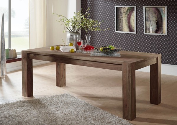 Massivholz Esstisch 180X100 Sheesham Palisander Nature Grey #405-image