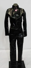 Forplay Women's Metallic Zip Front Mock Neck Jumpsuit BL1 Black Medium/Large NWT