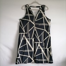 Banana Republic Womens Black Regular Fit V-Neck Geometric Sheath Dress Size L