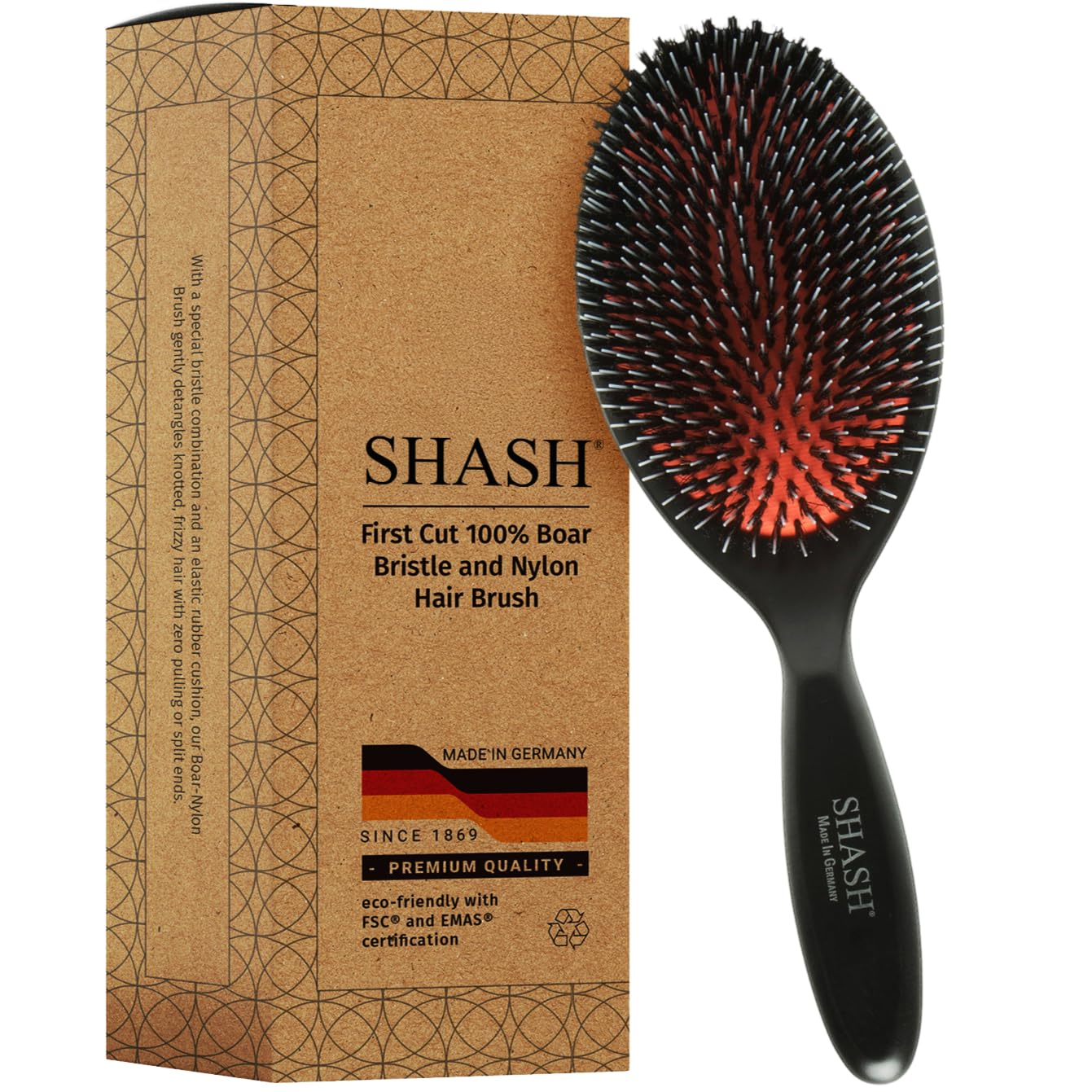 Since 1869 Hand Made in Germany - Nylon Boar Bristle Brush Suitable for Normal t