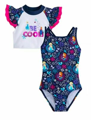 Disney Frozen Swimsuit and Rash Guard Set for Girls Sz 3T 4T