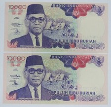 Indonesia Banknotes 10000 10,000 Rupiah 1992/1998 Replacement  x2PCS-(UNC)-P.131