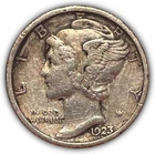 1923-S Mercury Silver Dime Extremely Fine XF Coin, Details #23932