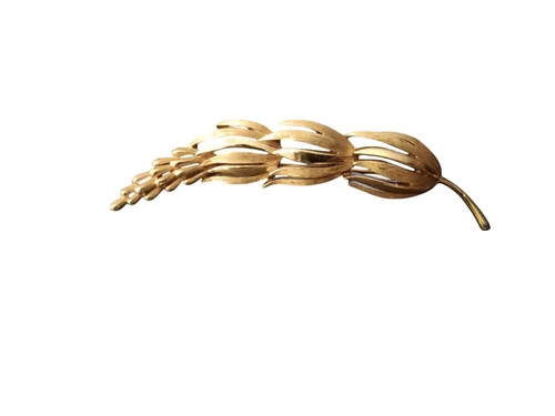 Vintage Trifari Gold Tone Wheat Brooch Pin Signed Classic Costume Jewelry