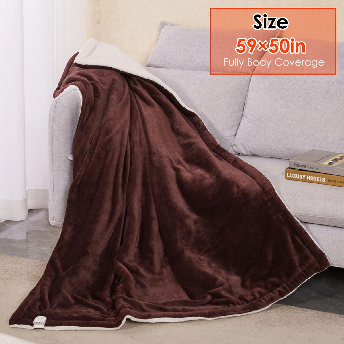 59x50u0026#034; 100W Electric Heated Blanket Flannel Throw Blanket Safe Heating  110V 50Hz | eBay