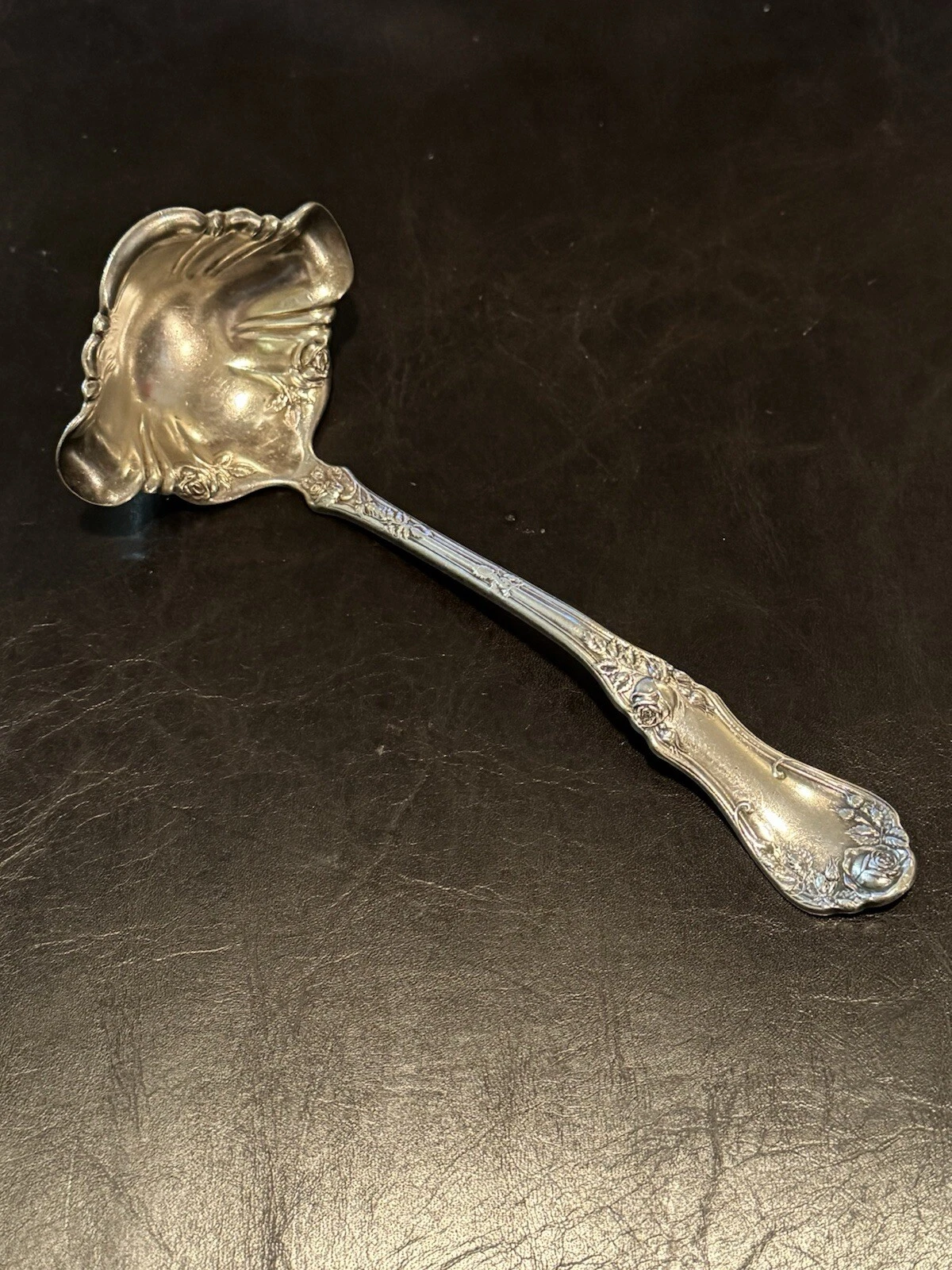 Vintage Rockford ROSES SP Co 5 Silverplate 6.75" Double Lip Ladle
