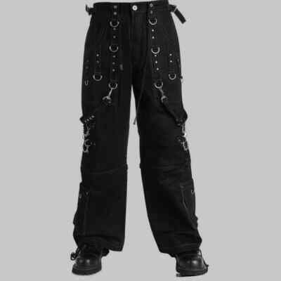 Men's Black Gothic Cyber Trouser Thread Punk Bondage Pants Metal