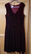 Womens London Times Velvet Burgundy Sleeveless Evening Wear Party Dress Sz 14