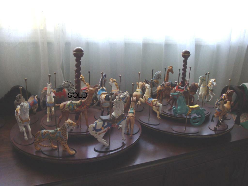 The Treasury of Carousel Art Franklin Mint 12 Animals plus wood