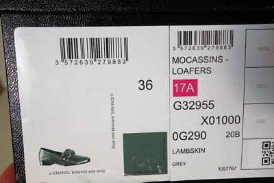 CHANEL 36 Grey Gray Lambskin Gold Woven Chain Mocassins Loafers