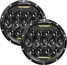 2x 7'' Led Headlight Round  Hi/Lo Beam DRL For Jeep Wrangler JK JKU TJ LJ CJ