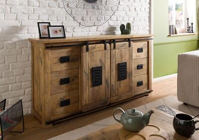 Sideboard Mango 170x45x90 natur lackiert RAILWAY #193 - Bild 1 von 4