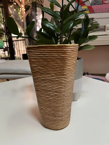 Shawnee USA Pottery Vase Burlap Yellow 879 Ceramic Mid Century Modern MCM Vtg