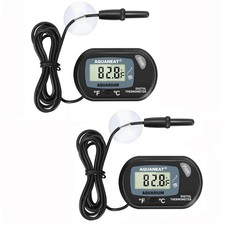 AQUANEAT Digital Aquarium Thermometer - 2 Pack with Large LCD Display