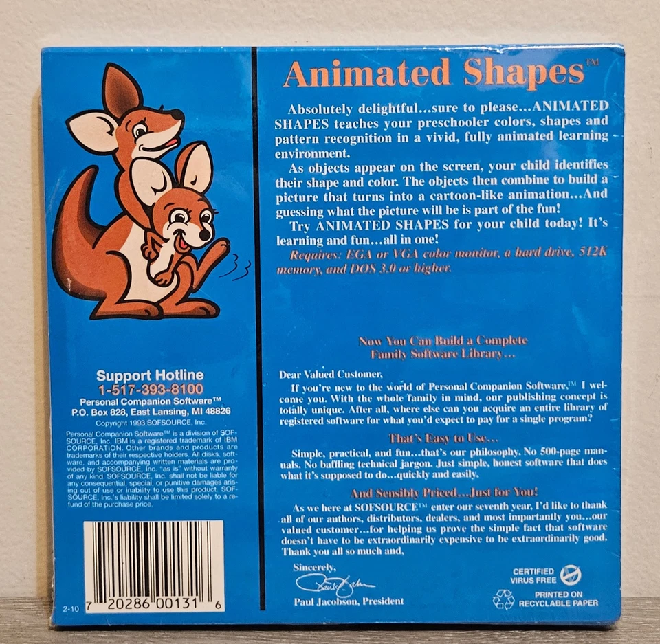 VTG Personal Companion Animated Shapes IBM PC 3.5 Floppy Disc New Sealed - Image 2 of 4