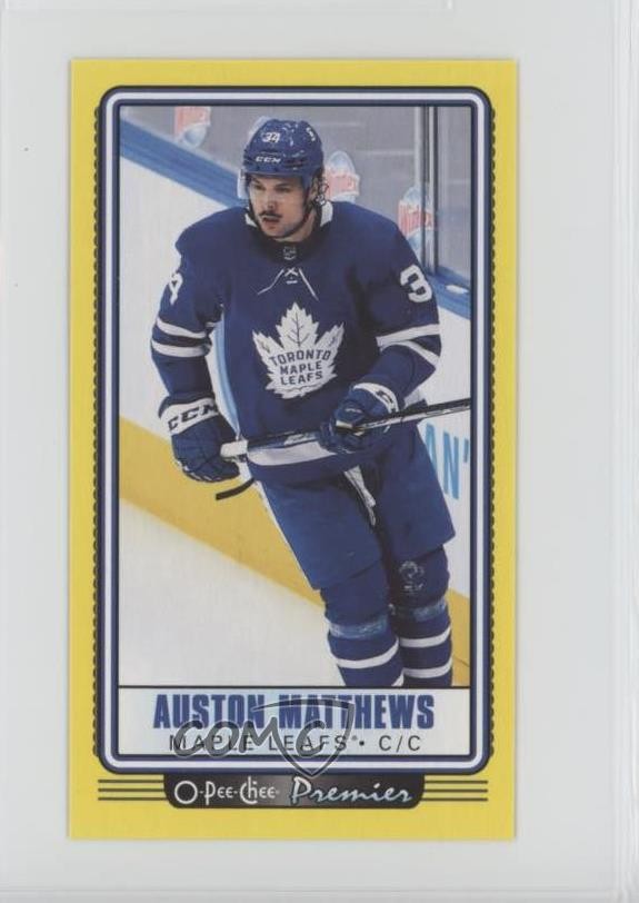 2021-22 O-Pee-Chee Premier Tallboys Yellow Border Auston Matthews #P-2 eb8