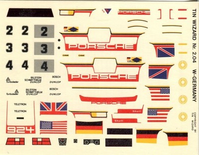 Porsche 924 CARRERA GT N°2/3/4 MOTORSPORT LE MANS 1980 DECALS TIN WIZARD 1/43