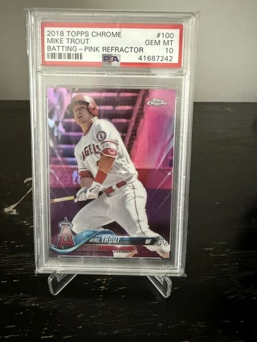 2018 Topps Chrome Mike Trout #100 Batting Pink Refractor PSA 10 GEM MINT