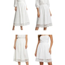 Women Lace Underskirt Trendy Half Slip Anti-peek Skirt Slip Long Underwear Soft