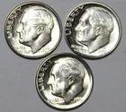 (3) Roosevelt Dimes - 1955D 1955P 1955S - #0684E