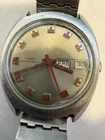 Vintage Timex Day Date Automatic Watch Red Marker Dial Runs Bracelet