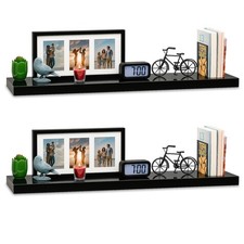 Floating Wall Shelf 30cm - 110cm Shelf High Gloss White Grey Black Shelf