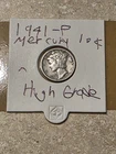 1941 - P   MERCURY  90 % SILVER CONTENT DIME     Nice  High  Grade Mercury Dime