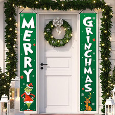 Christmas Decorations Outdoor Yard: Cute Green White Front Porch Sign Set, Funny