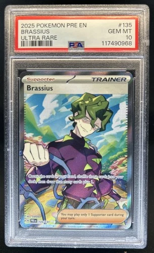 2025 Pokemon Prismatic Evolutions Brassius #135/131 PSA 10