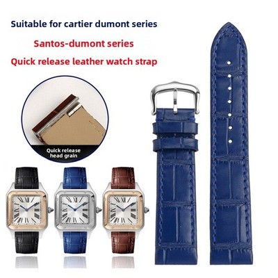For Cartier Santos-Dumont WSSA0023 Quick Release Genuine Leather Watch Strap