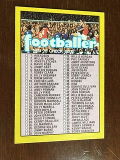 a & bc Scottish green back football cards 1974 unmarked checklist 69 excellent