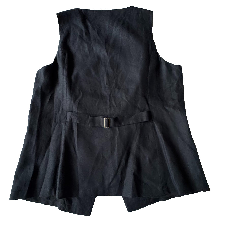 Reformation Womens 18 Linen Top Es Vest Sleeveless Gold Button Buckle Back