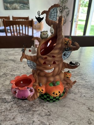 PartyLite Haunted Tealight Tree Candle Holder w/Charms Halloween Decor Box Cute