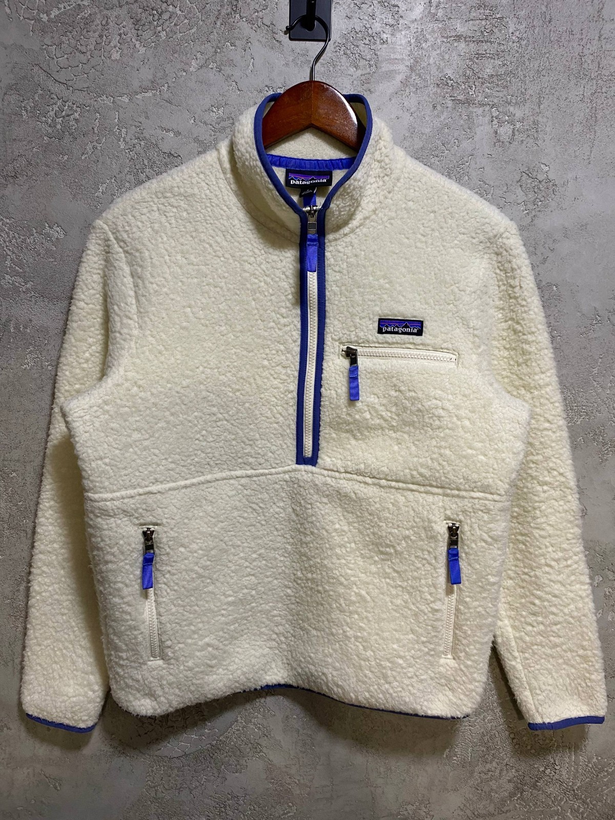 Patagonia Women's Ivory Sherpa Jacket Pullover 1/2 Zip Pockets Fleece Size S