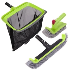 Pool Cleaning Kit with Skimmer Net, Brush Head & Hand Scrub
