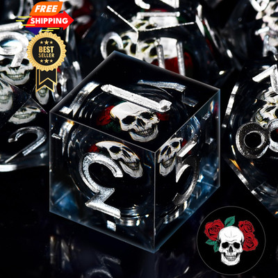 AUSTOR 7 Die DND Dice Set 7 Pieces White Skull Resin 16-19mm, 