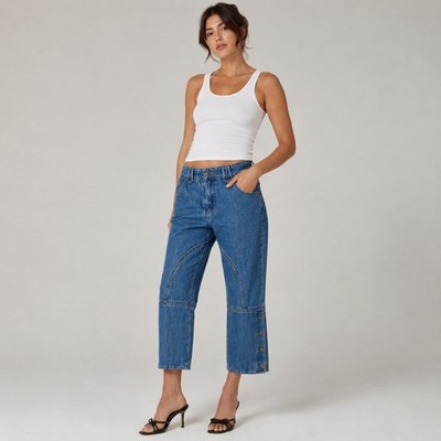 Alessandro Dell'Acqua Curved Seam Button Hem Cropped Jeans Italy EU 42 US 12