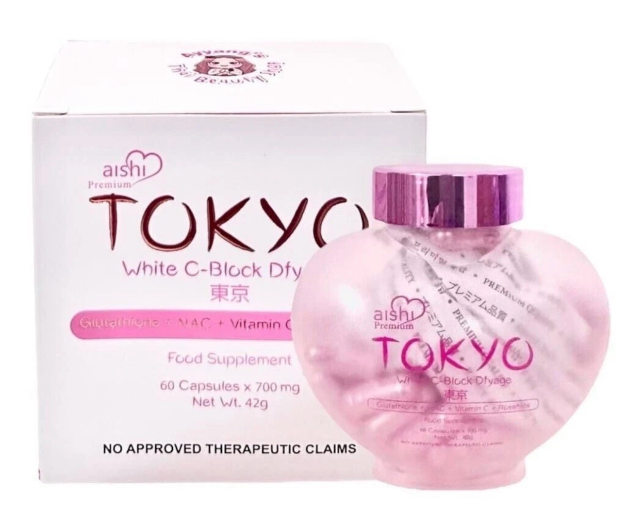 Aishi Premium Tokyo White C-Block Dyfage Glutathione, 60 Capsules