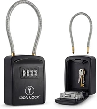® Key Lock Box Portable with Cable Shackle – Small Waterproof Heavy-Duty Metal S