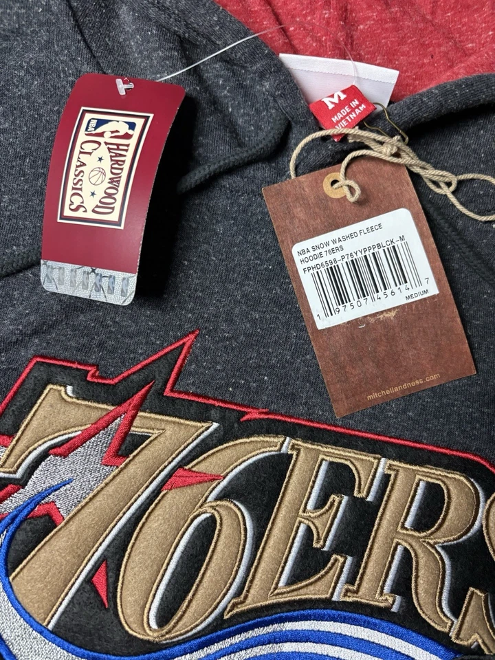 MITCHELL & NESS PHILADELPHIA 76ERS M RETRO FLEECE HOODIE 2000s LOGO SNOW WASHED - Image 2 of 4