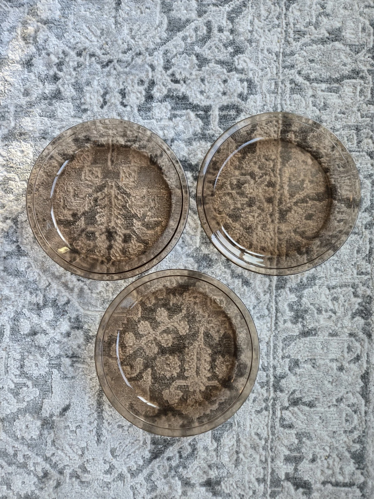 Lot of 3 Vintage Pyrex Pie Pan Plate Dishes Amber Brown Glass #209